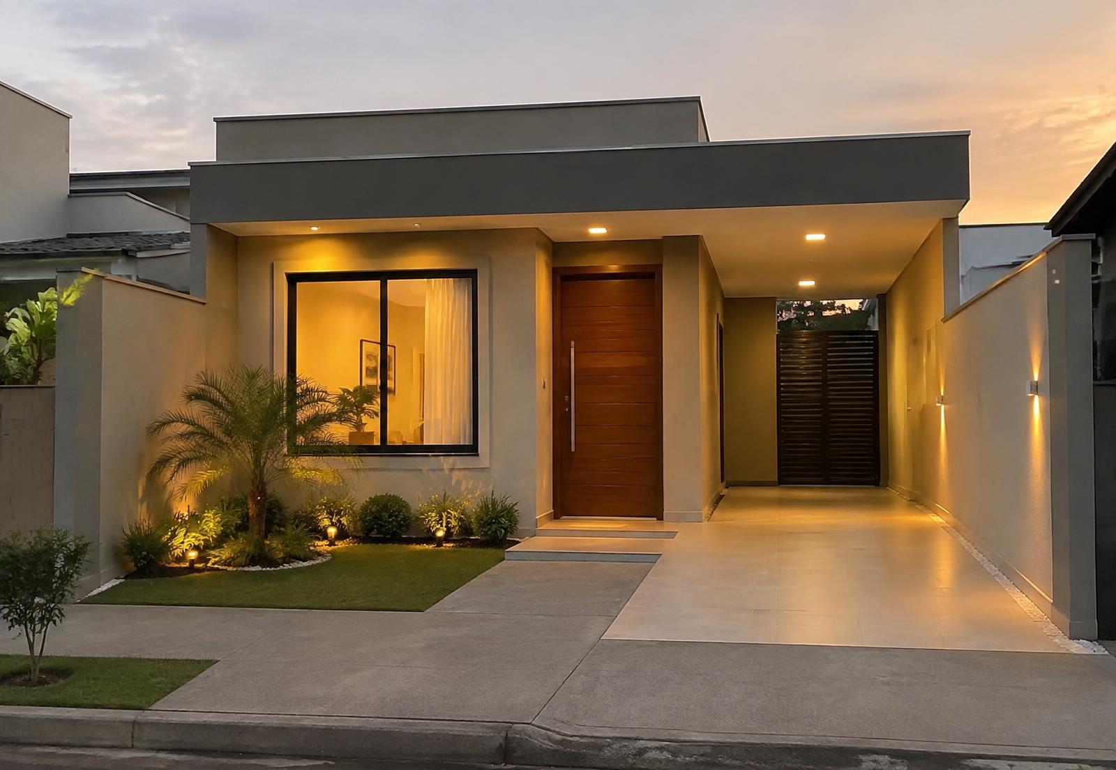 Residência contemporânea concluída e compatível com construção financiada